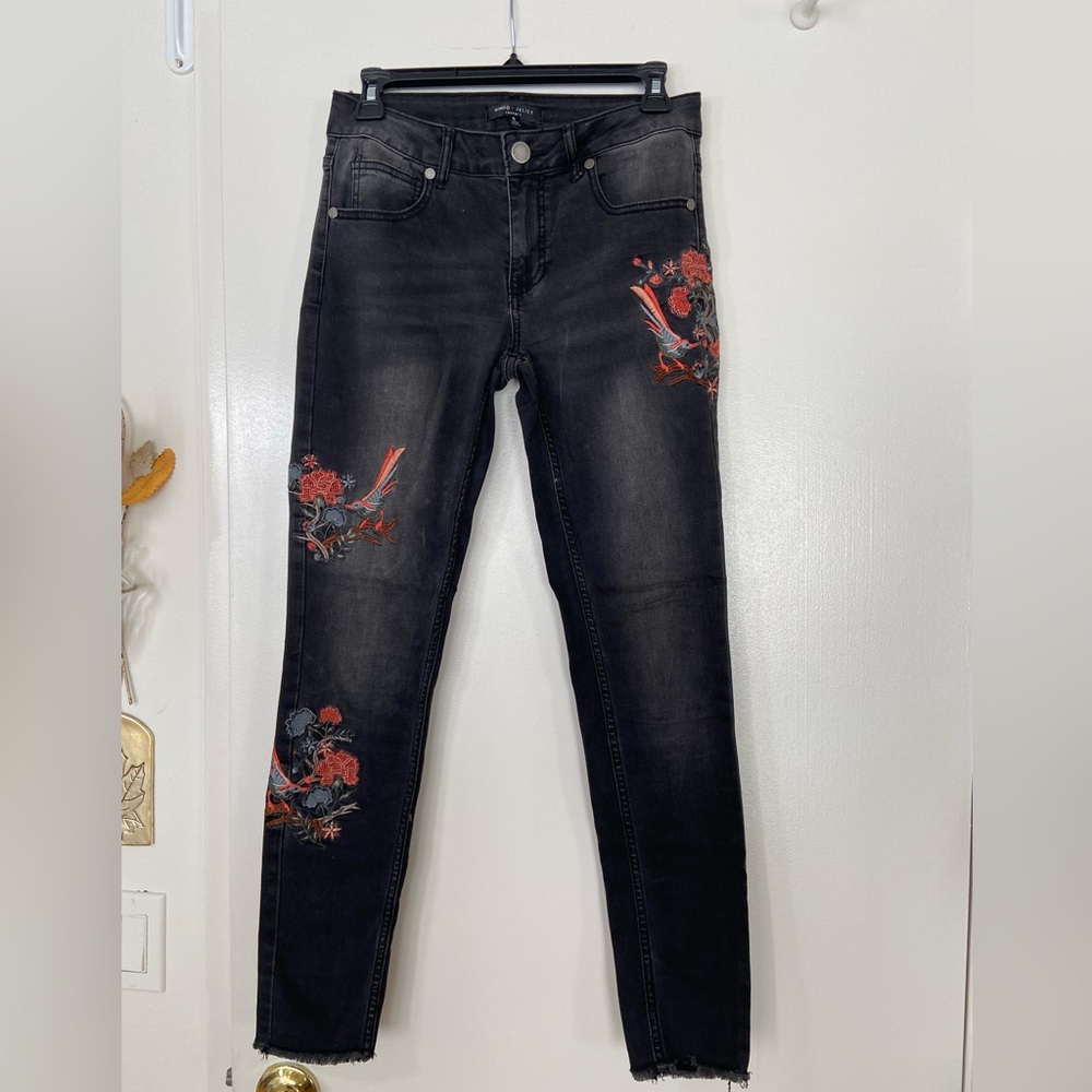 High waist embroidered black jeans, size small, Romeo and Juliet Couture